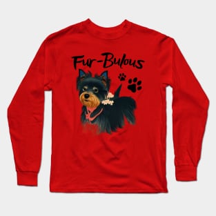 Adorable Black Yorkie Puppy Fur Babies Fabulous Long Sleeve T-Shirt